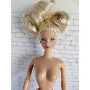 Mattel Vintage 1990s Closed Mouth Blonde Updo Green Eyed Nude Fashion Doll